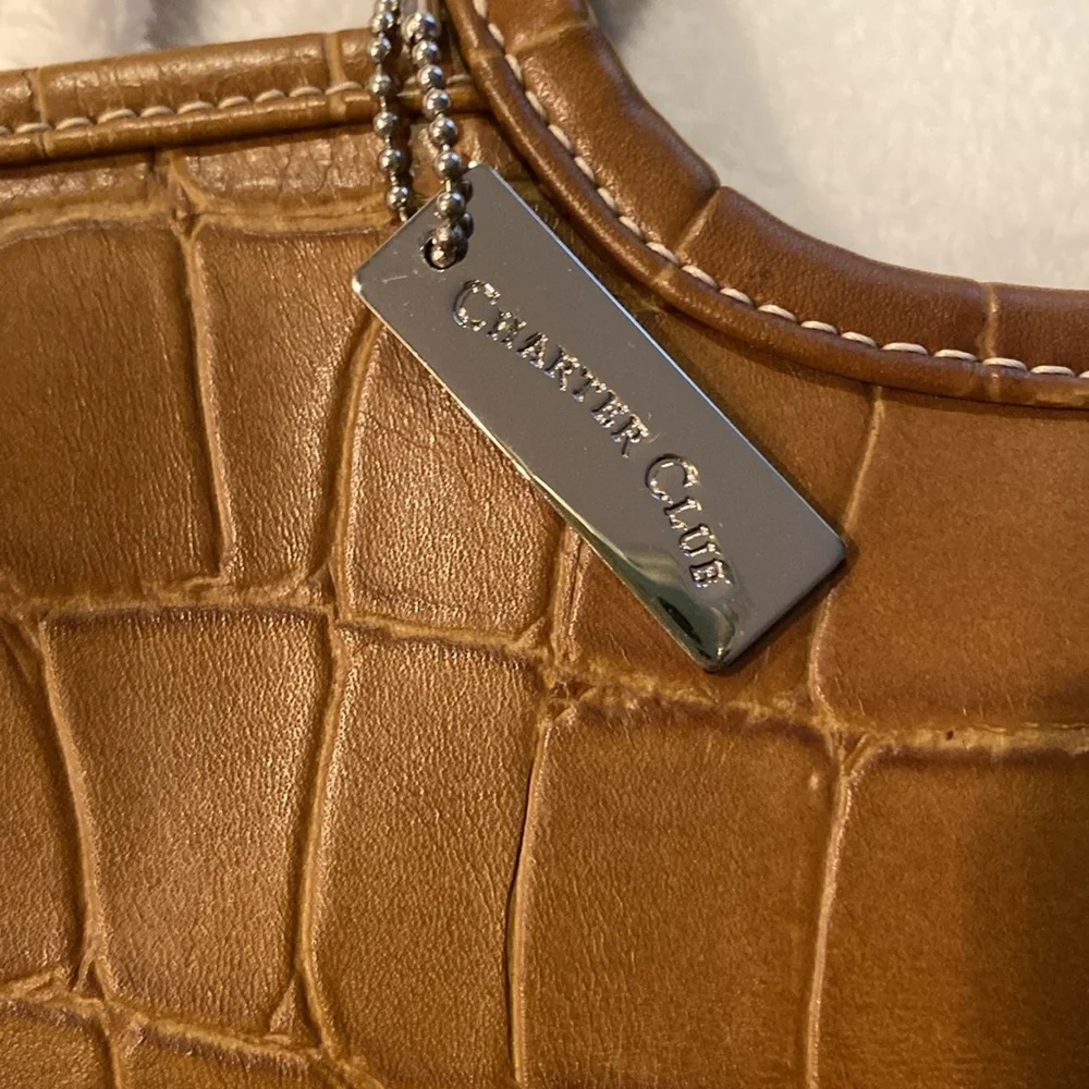 Charter Club Tan Crocodile Embossed Handbag